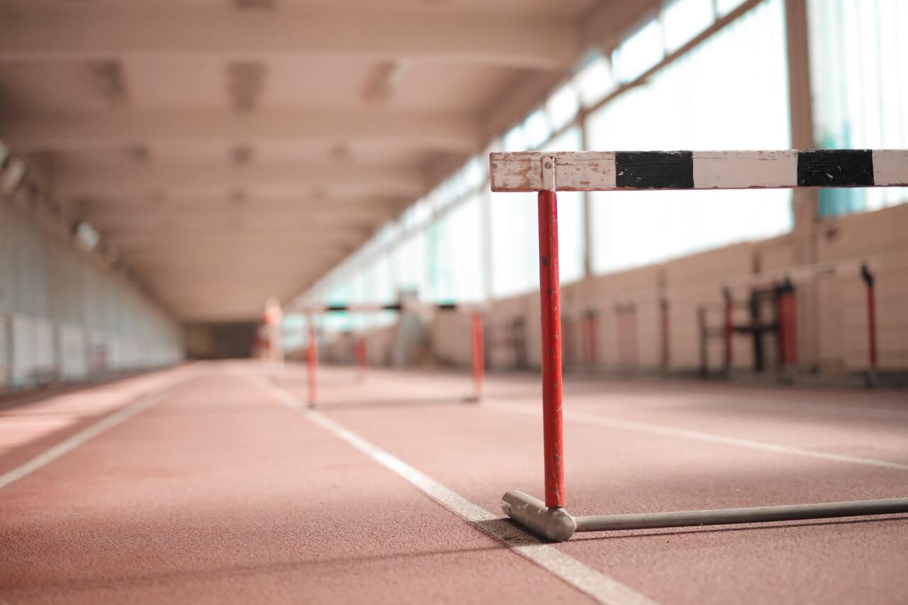 Obstacle course with a close up of a barrier