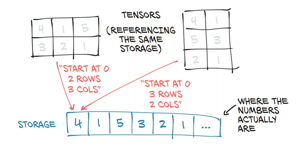 What happens when you transform a 2D tensor to a 1D vector