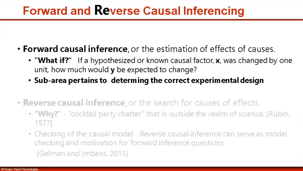 Forward and reverse causal inferencing