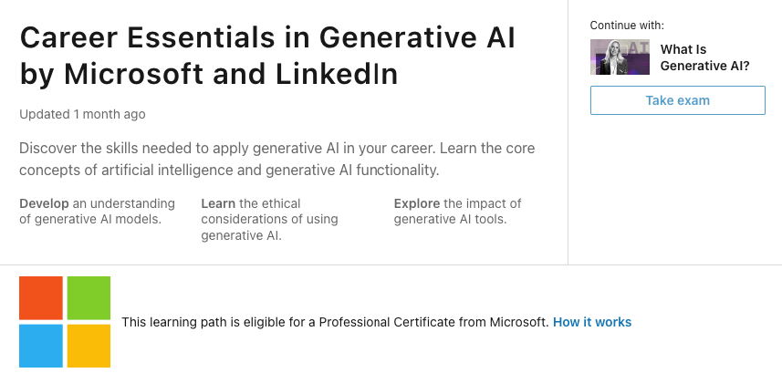 Career Essentials in Generative AI by Microsoft and LinkedIn